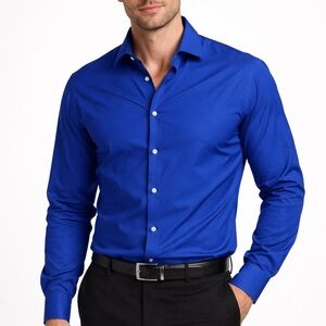 JF J.Ferrar Men's Vibrant Blue Button Down Shirt zs XXL